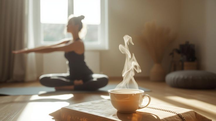 Abstract illustration in ice white, aqua, and deep ocean tones that suggests space and a slower rhythm.